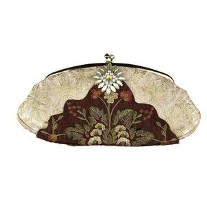 Avon By Kadin Clutch Vintage 60s Kiss Lock Handmade Floral Rhinestone Brooch